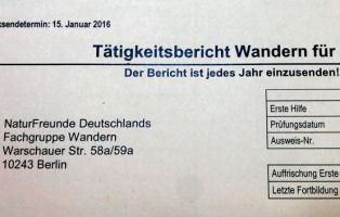 Tätigkeitsbericht 2015 Fachgruppe Wandern Tätigkeitsbericht 2015 Fachgruppe Wandern
